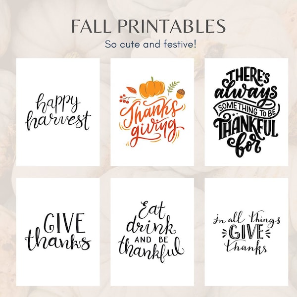 Adorable Festive Fall Thanksgiving Printable Art DIGITAL DOWNLOAD