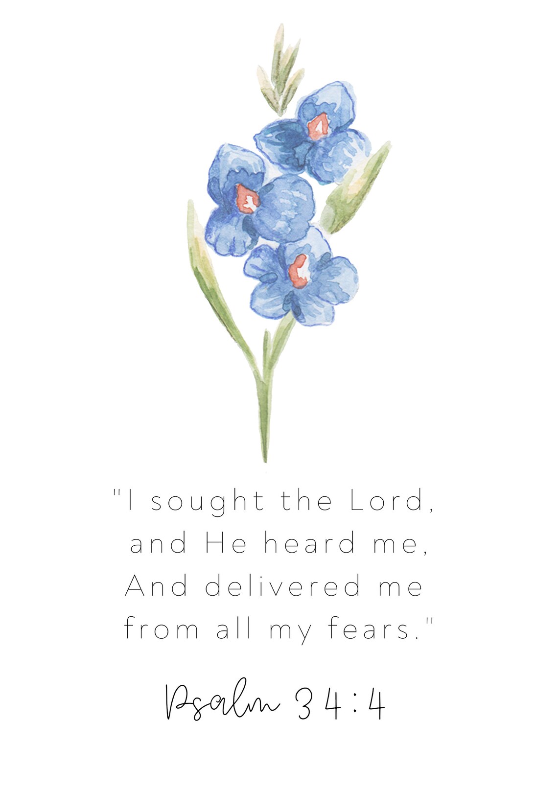 Psalm 34 4 Printable Art DIGITAL DOWNLOAD Etsy