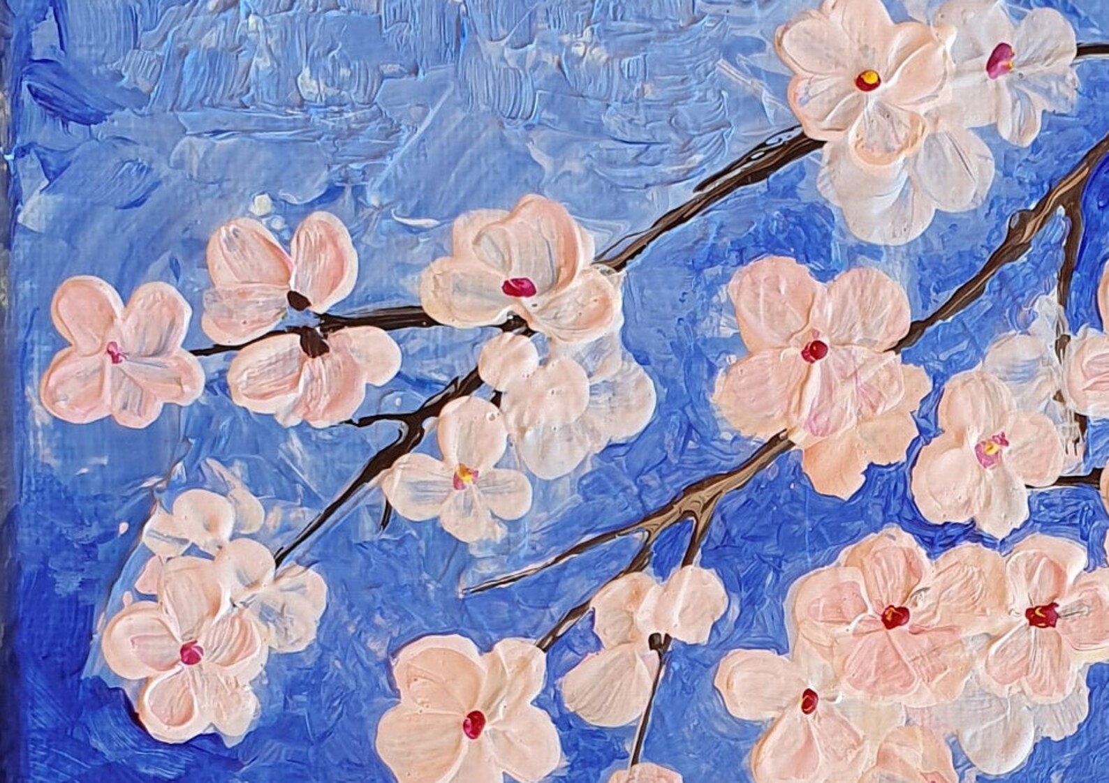 Apricot blossom Hand painted Acrylic Painting on canvas Etsy