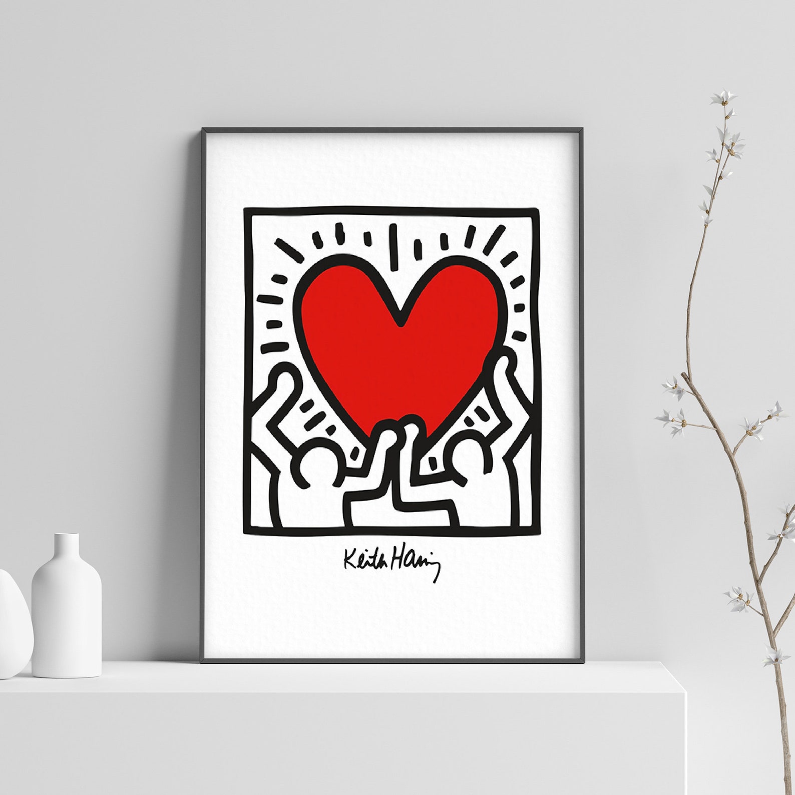 Keith Haring Love Heart Exhibition Poster Haring Print Etsy