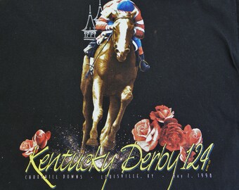 1998 Kentucky Derby USA TEE-Run For The Roses Muscle Shirt- Black SS T-shirt Top Uni-46" Chest