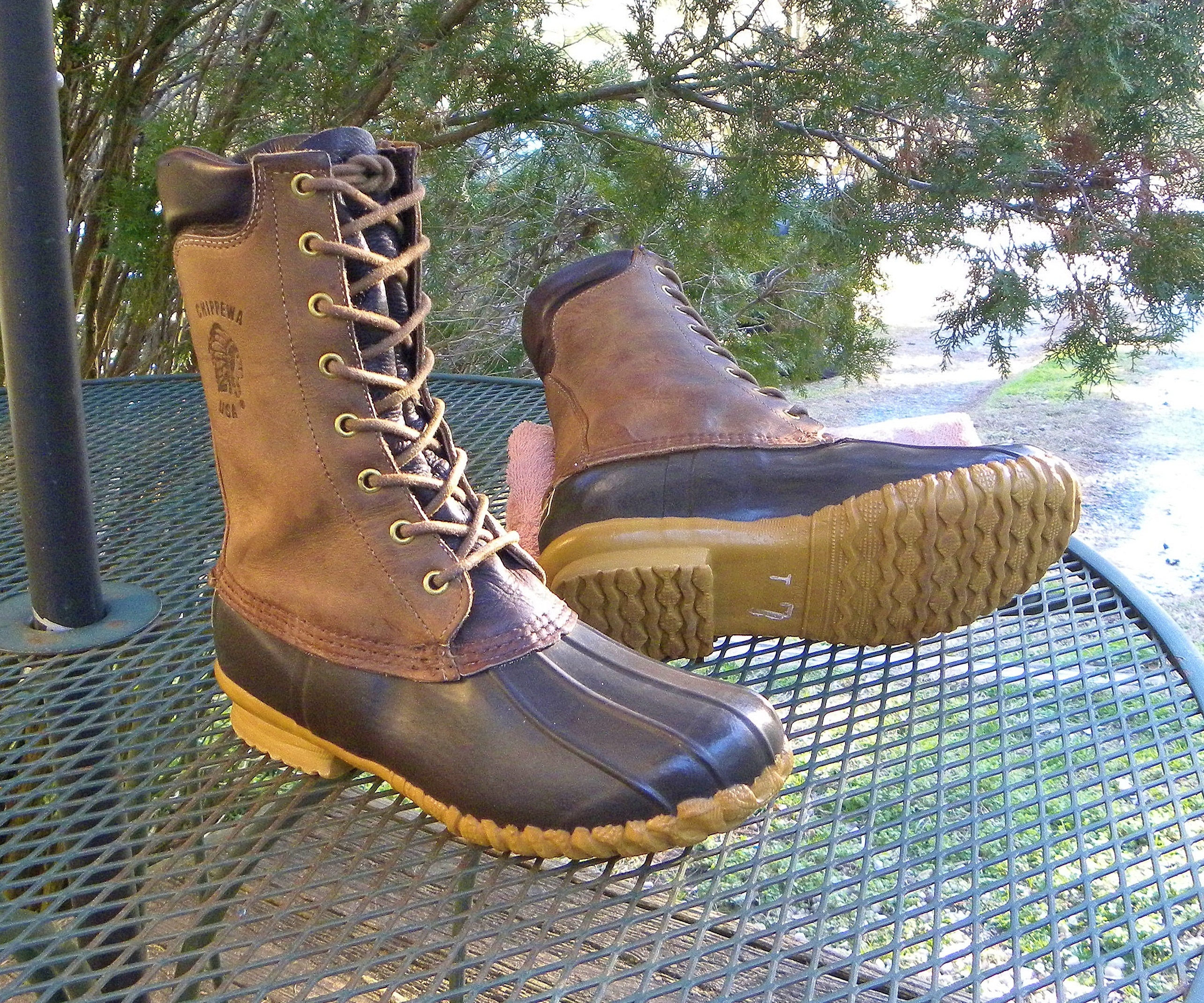 Vintage USA Chippewa DUCK BOOTS Leather Uppers rubber Soles Mens
