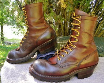 Vintage 90s Grunge Miner Work Boots Utility by NA NA Black Leather