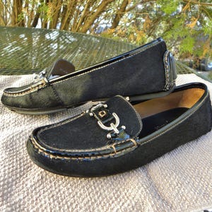 Vintage Donald J. Pliner COWHAIR Leather HORSEBIT Loafers Handsewn moccasin shoes Womens size 7.5-8
