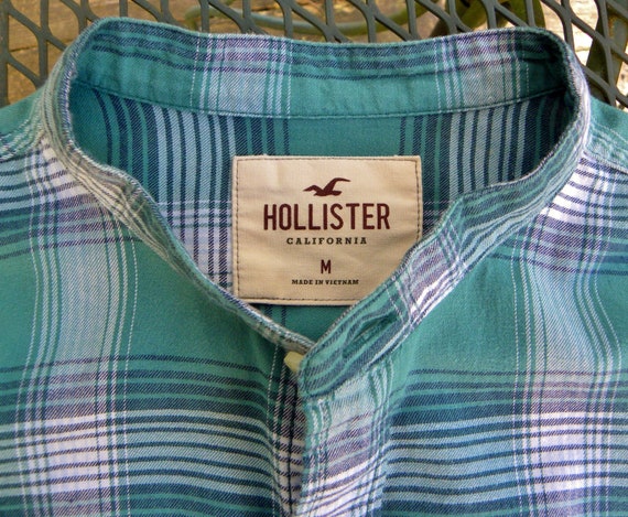 Vintage HOLLISTER PostBoy Shirt Green Plaid Cotto… - image 1