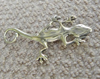 Vintage 925 Wavey GECKO lizard PIN--Southwestern 2" Sterling Silver Brooch- minimalist