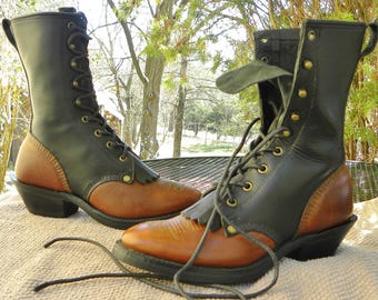 Vintage PD Tuff USA Oiled Leather PACKER Boots Brown Western  display picture 1