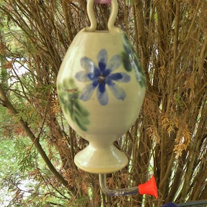 Vintage USA Phil Morgan Humming Bird Feeder - Signed Pottery Handmade Seagrove NC