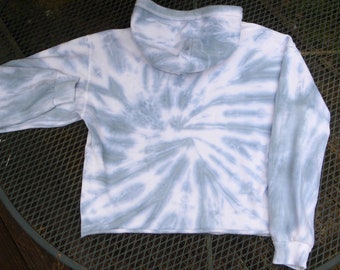 Abercrombie & Fitch HOODIE popover --Vintage SOFT Tie-dyed Sunburst cropped V-Neck Womens M- Chest 46""