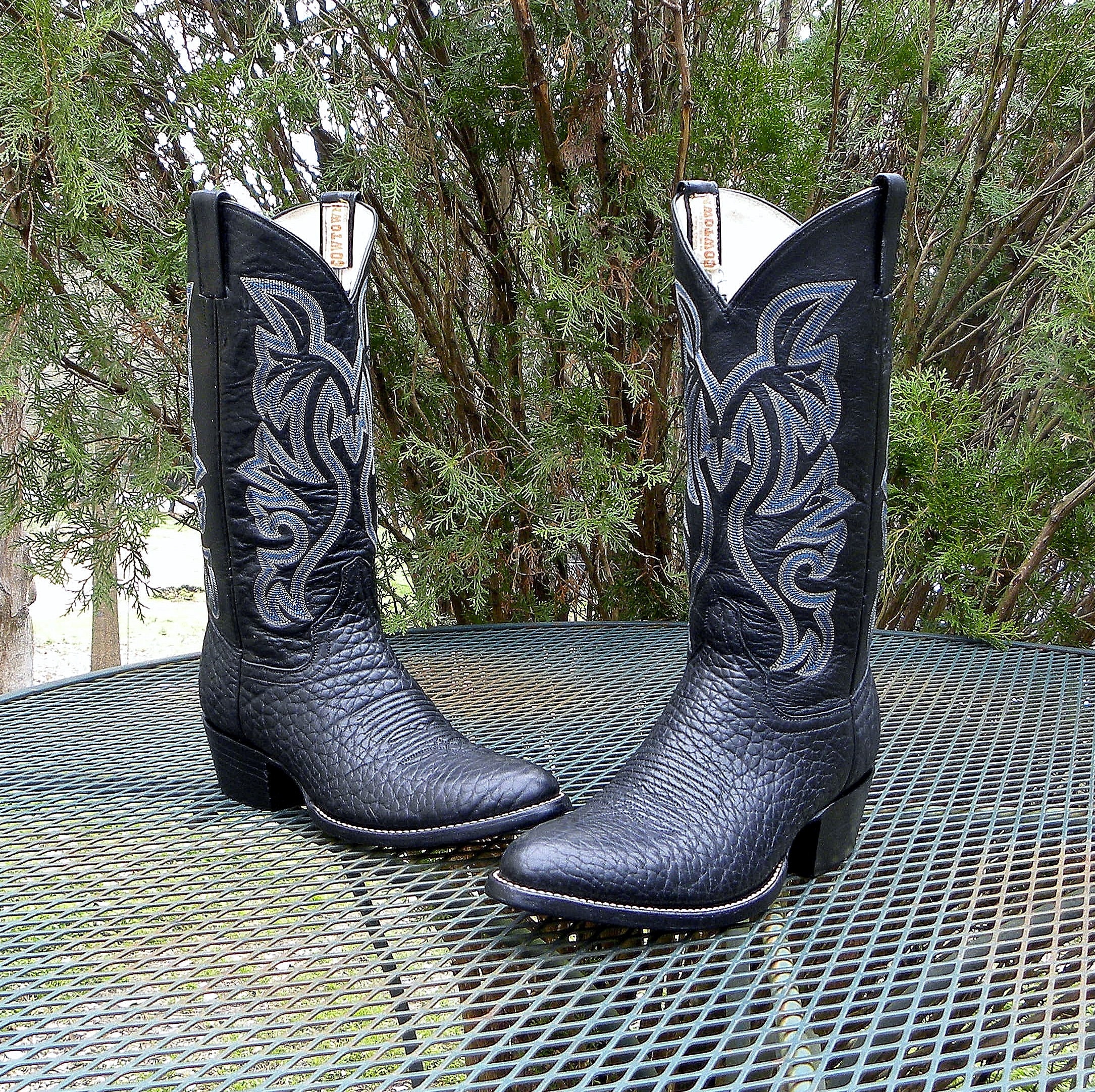 Mexico Black Stitched Men\'s Size 10‎ Mex 29 Western Leather Boots Pointed Toe Mens Mexican Pointy Boots - Etsy main image 4