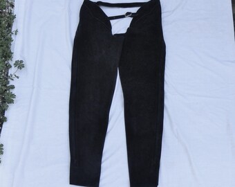 Barnstable USA suede Leather CHAPS Black Riding Equestrian Womens Small-Slim Calf--Vintage