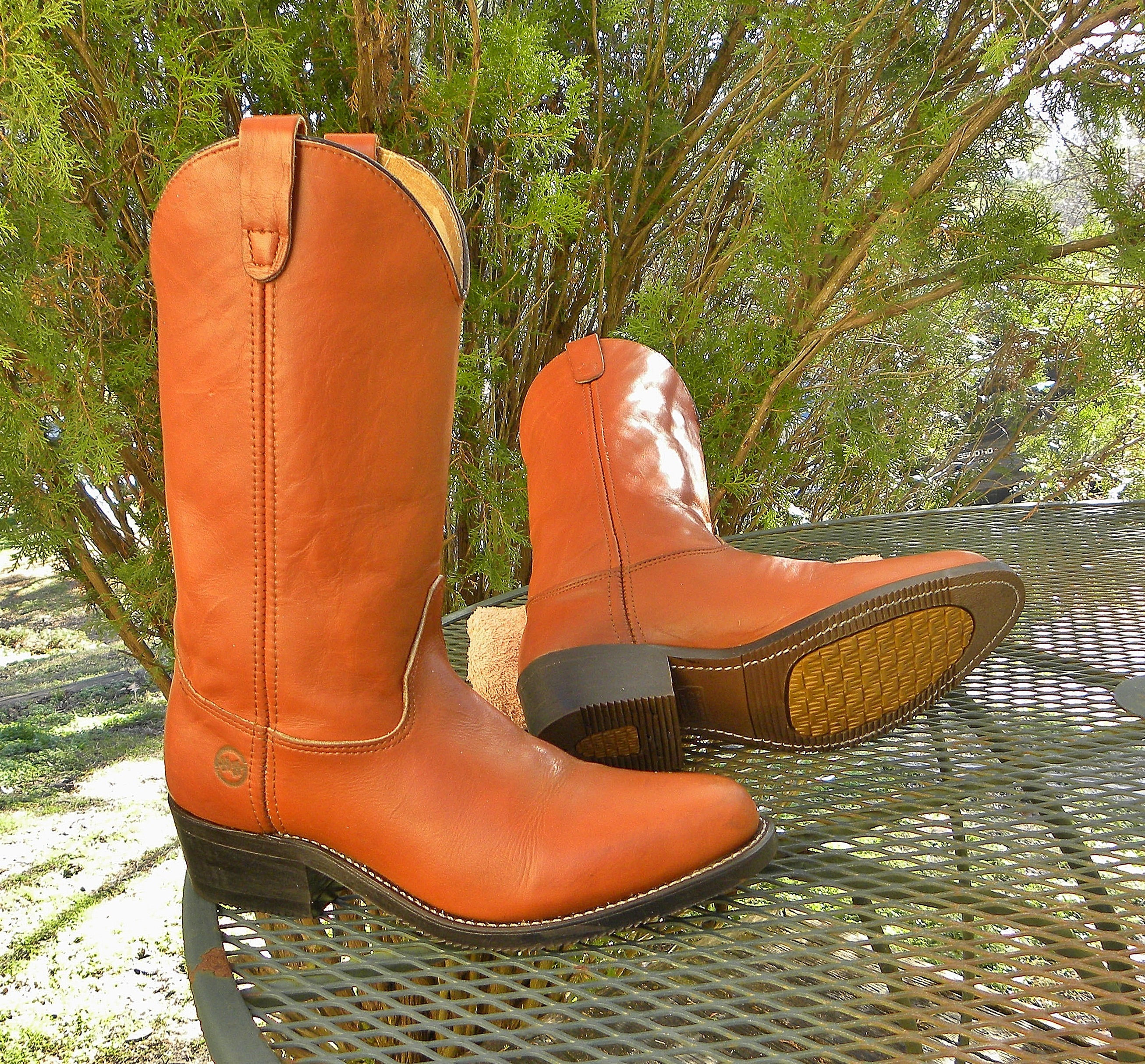 Vintage Double H Men\'s Brown Leather Cowboy Boots sz 10D Western Mid-West Casual Double-H Boots Brown Western Boots for Men for Sale | Shop  main image 3