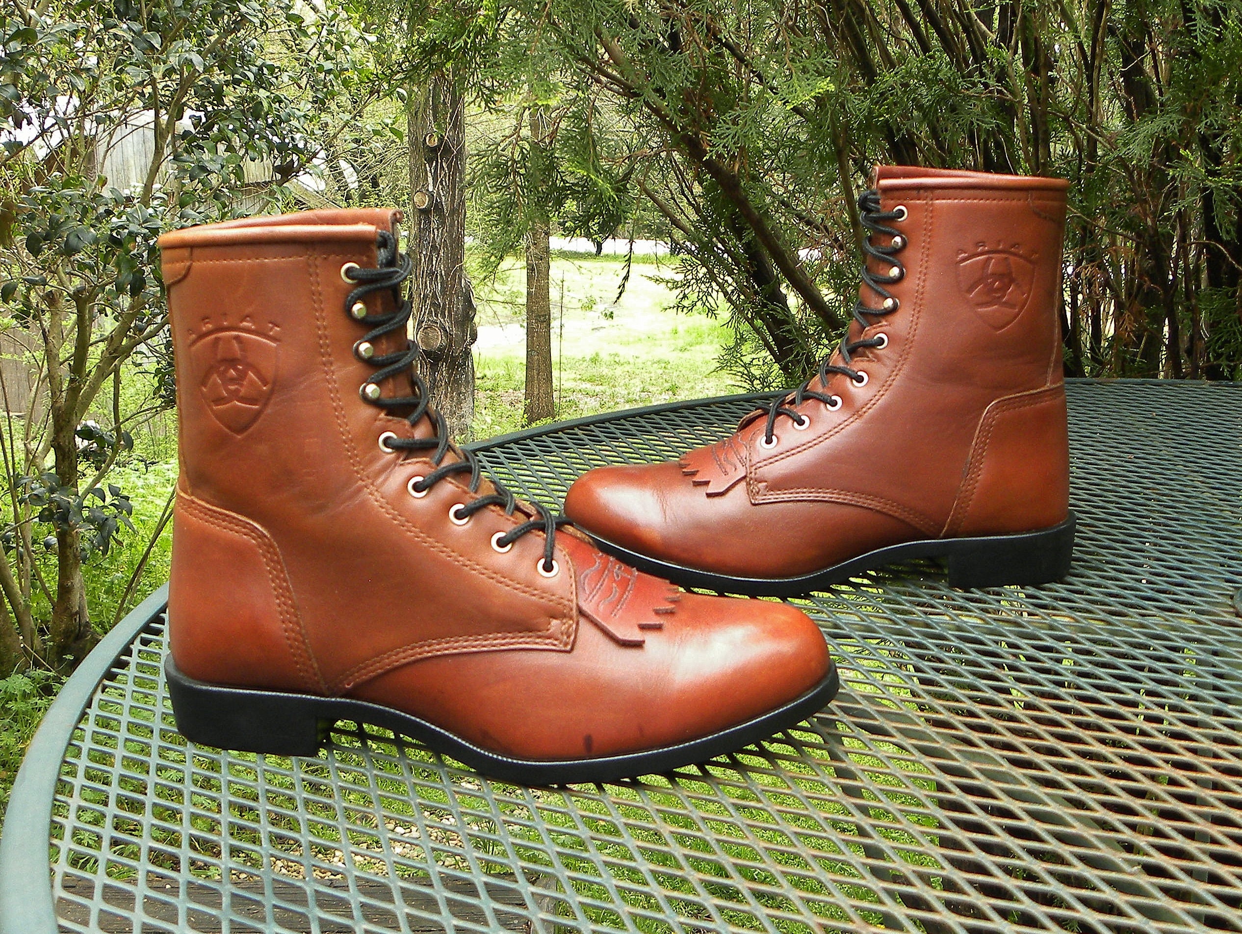 Vintage ARIAT Leather Western Paddock Boots Rich Brown Lace up