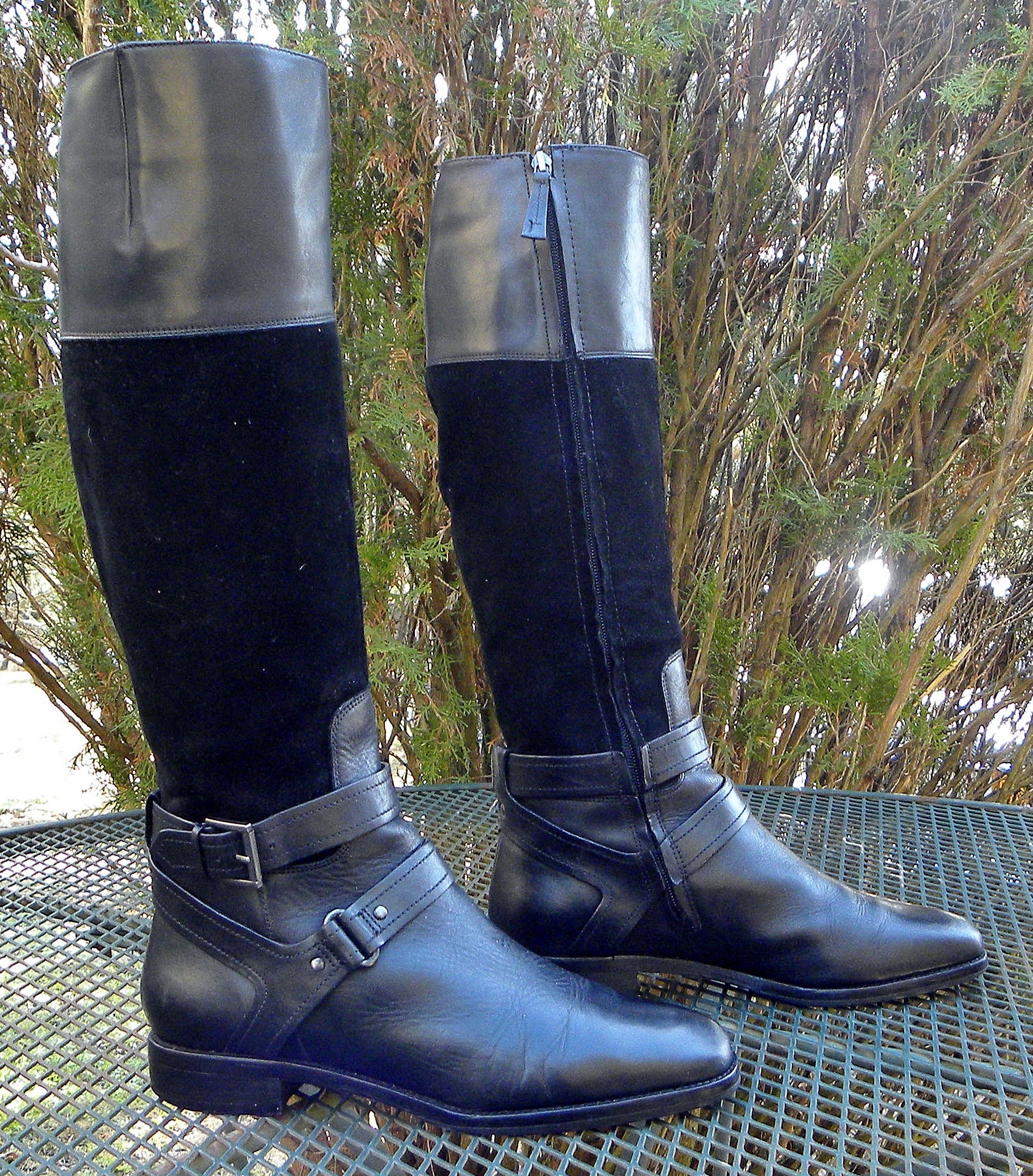 Vintage Joan & David Suede-leather 17 TALL Boots black - Etsy