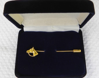 Horsehead Golden Stick Pin ~ 2.5" Hat-lapel-Costume goldtone jewelry Vintage minimalist