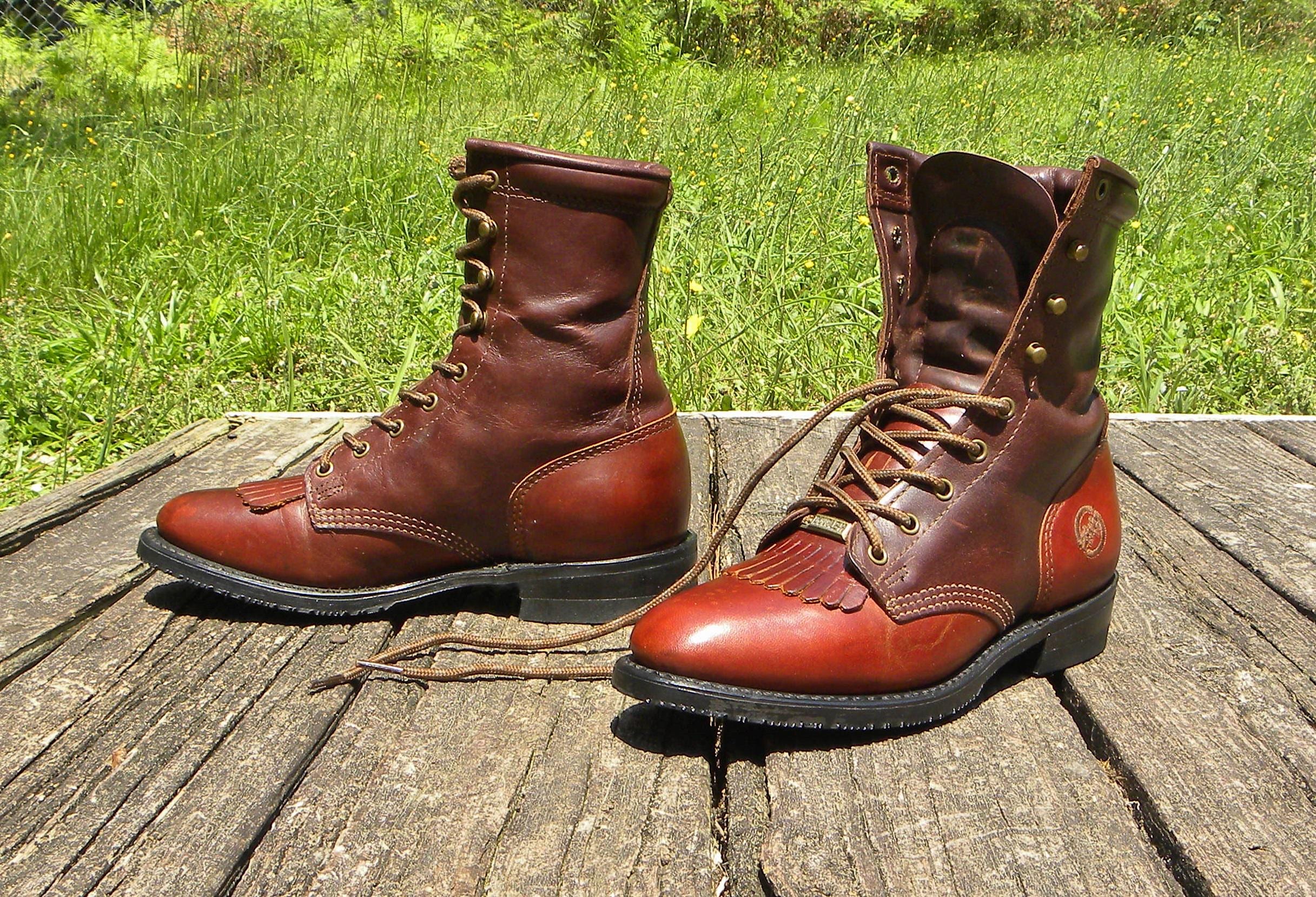Vintage New Double H Boots Hiking Leather Boots Double H Work Boots - Etsy main image 4