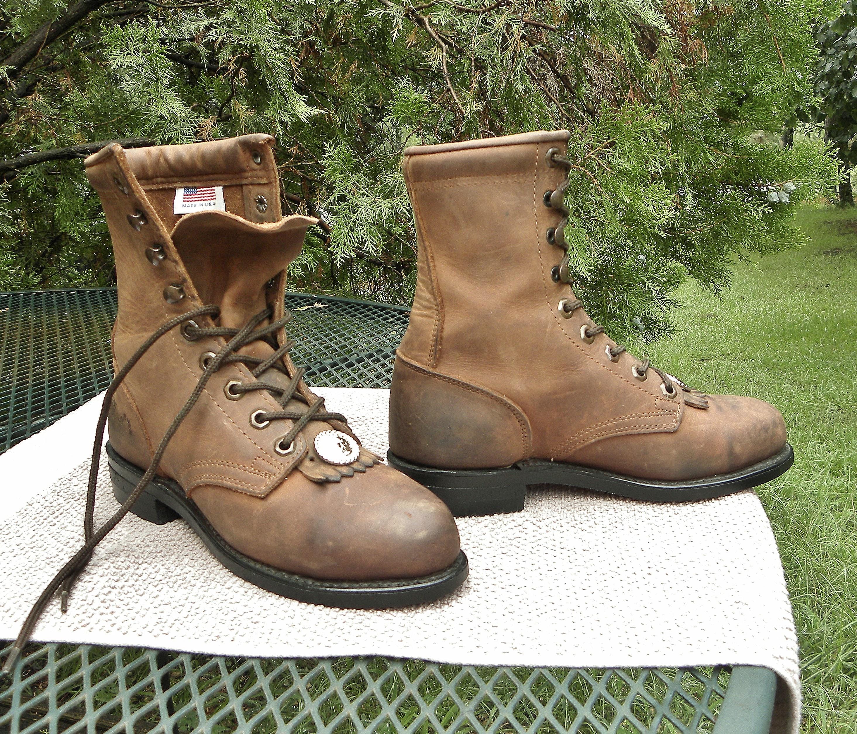 DD TUFF Cowboy Work Mens Boots Size 9 D Brown USA Vintage Western EUC Pd Tuff Boots - Etsy main image 3