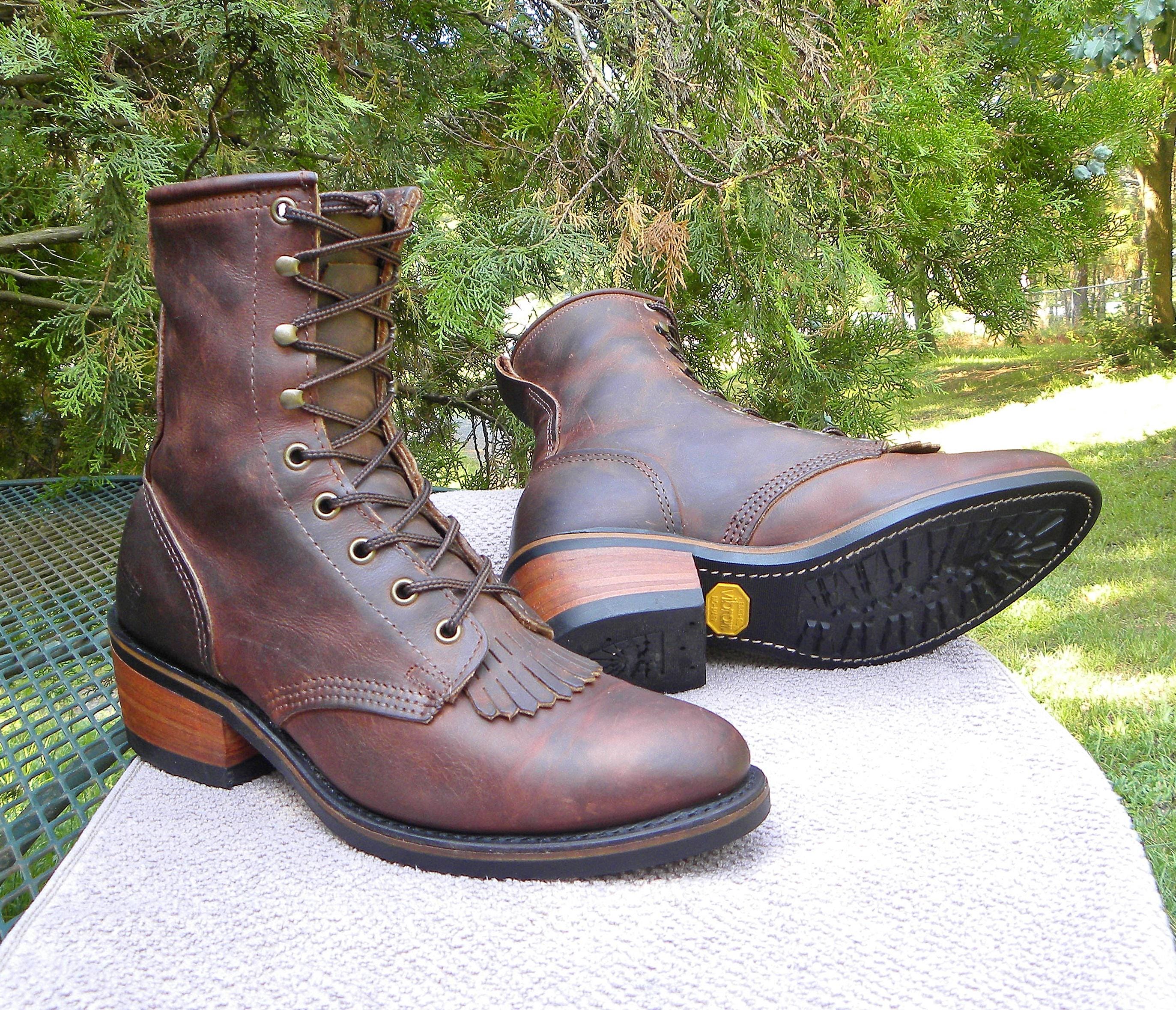 Santa Fe Boot Company Packer Logger 12 D Work Lace Up Boots Brown Leather Kiltie Santa Fe Leather Packer Western Boots Lace and 37 similar items main image 4