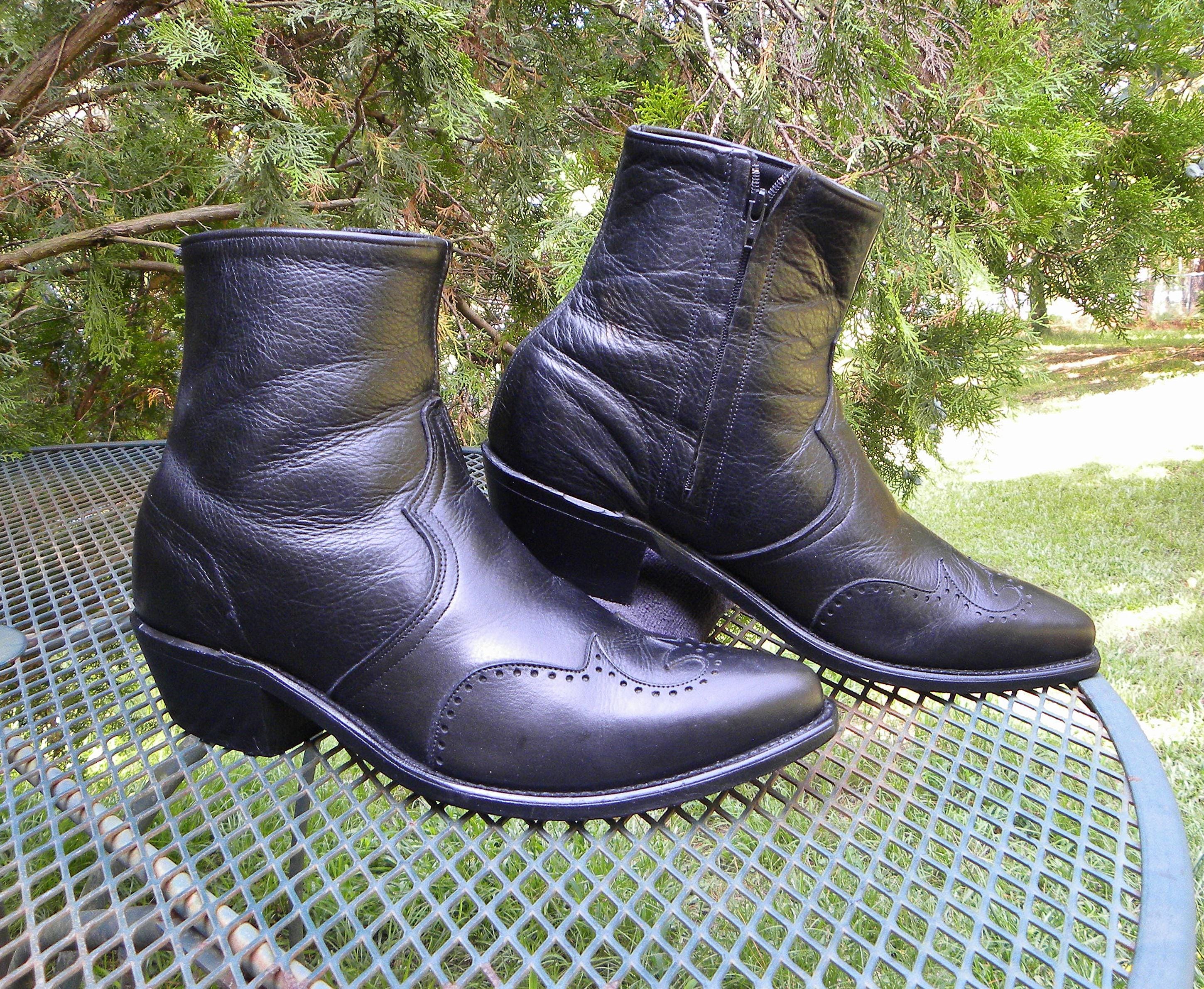 Vintage Abilene USA Leather Western 7 Wingtip Boots Black Snip Toe Cowboy Mens 11 EE Etsy