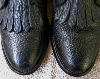 Justin USA BULLHIDE Leather 8" Paddock Boots--Black Western Lace up Ropers Kilties Mens 6.5D--Womens 8.5 Vintage