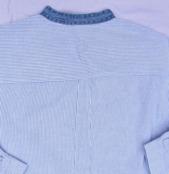 Vintage Striped PostBoy Shirt Cotton Banded Colla… - image 7