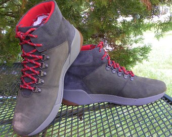 Timberland Suede Leather BOOTS Gray Trekker Hiker Ankle waterproof FLAT lace Ups Women sz 10