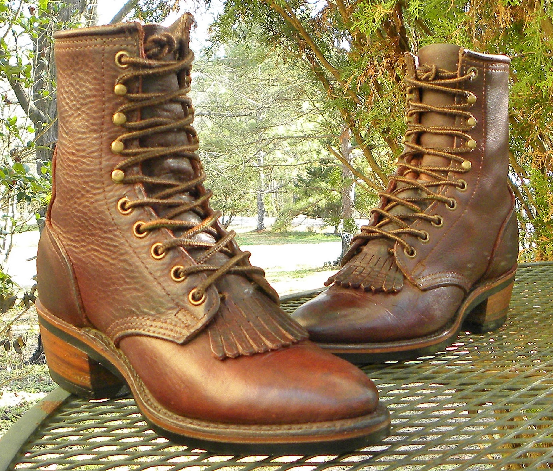 VINTAGE FENDI LACE UP BROWN LEATHER PACKER WORK ITALY TRUCKER BOOTS 12 Brown Fendi Boots - Etsy main image 2