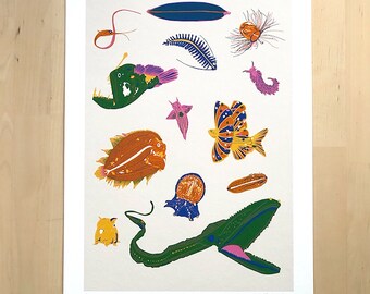 breaking free Art Print Saviour Skeleton deep sea 8x10 illustration.
