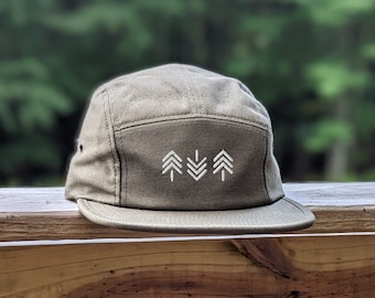 Tree 5 Panel Hat, Five Panel Hat, Camp Hat, Camper Hat, 5 Panel, Adjustable Hat, Hiking Hat, Flat Brim Hat, Embroidery, Camping hat, Nature