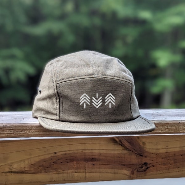 Tree 5 Panel Hat, Five Panel Hat, Camp Hat, Camper Hat, 5 Panel, Adjustable Hat, Hiking Hat, Flat Brim Hat, Embroidery, Camping hat, Nature