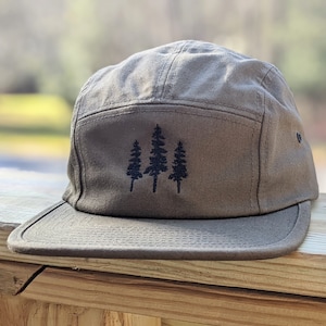 Tree 5 Panel Hat, Five Panel Hat, Camp Hat, Camper Hat, Olive Green Hat, 5 Panel, Hiking Hat, Flat Brim Hat, Hiking Gift, Camping Gift