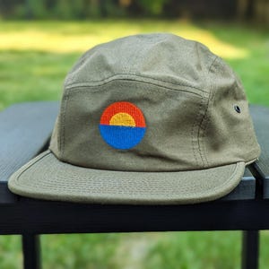 Sunset 5 Panel Hat, Five Panel Hat, Camp Hat, Camper Hat, 5 Panel, Adjustable Hat, Hiking Hat, Flat Brim Hat, Camping Gift, Hiking Gift