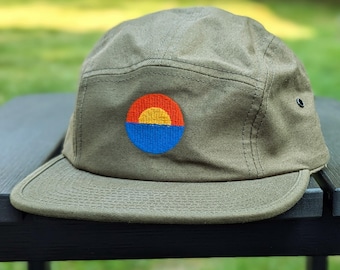 Sunset 5 Panel Hat, Five Panel Hat, Camp Hat, Camper Hat, 5 Panel, Adjustable Hat, Hiking Hat, Flat Brim Hat, Camping Gift, Hiking Gift