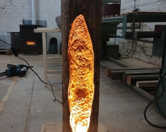 Reclaimed wood lamp made by hand