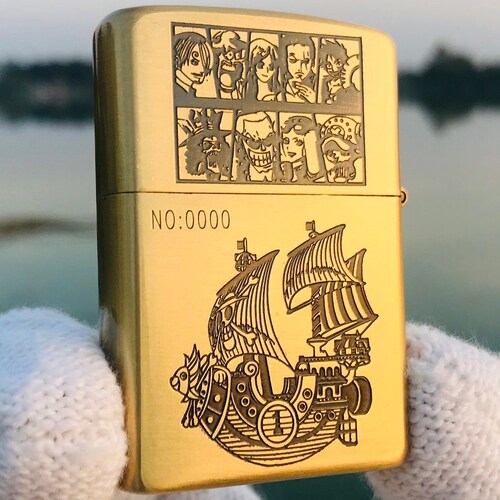 One Piece Anime Golden Zippo Lighter Kerosene Windproof Etsy Australia