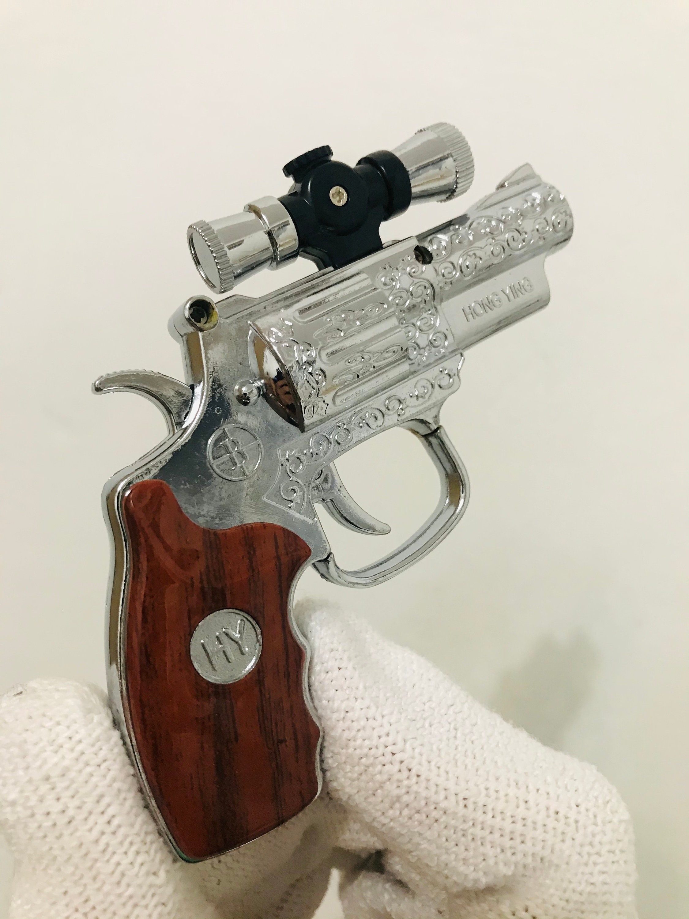 Silver Revolver Butane Lighter Lighter Gift Pistol Lighter Etsy