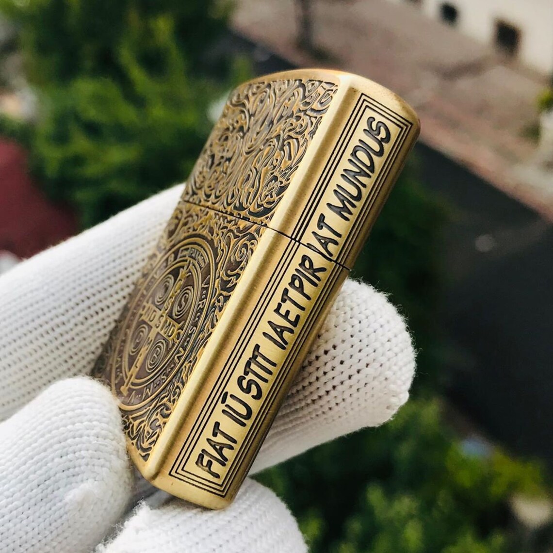 Constantine Lighter Saint Benedict Cross Engraved Zippo Etsy