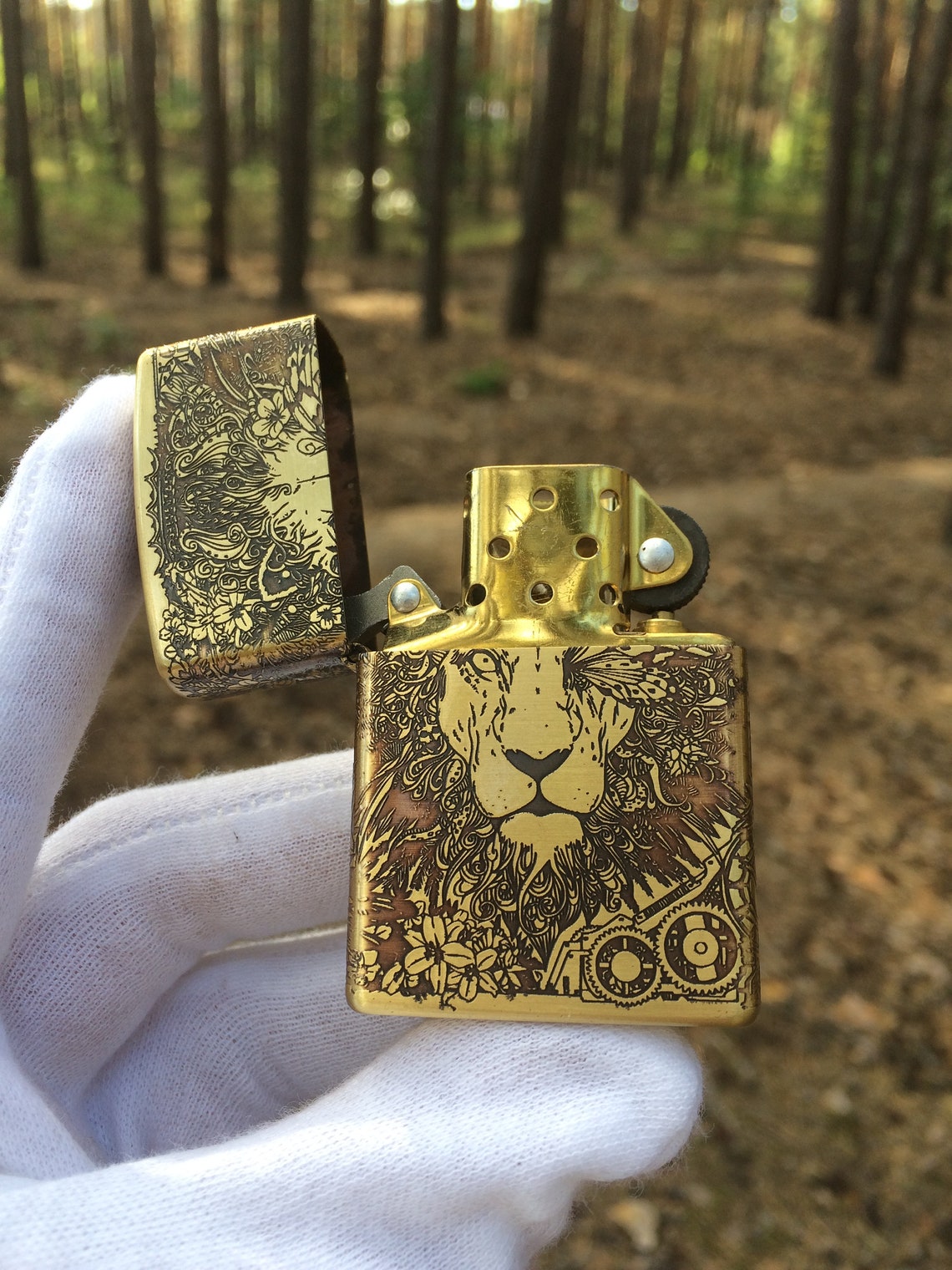Lion Zippo Gold Lighter / Cigar Lighter / Lion Lighter / Deep Etsy