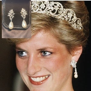 Princess Diana inspired diamond pearl drop earrings