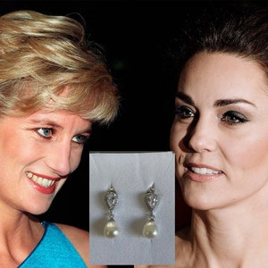 Kate Middleton Princess Diana south seas natural pearl earrings