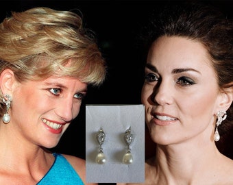 Kate Middleton Princess Diana south seas natural pearl earrings