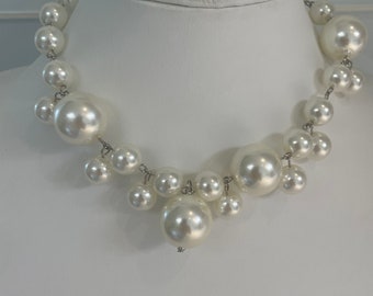 Princess Diana costume style large sized pearl choker