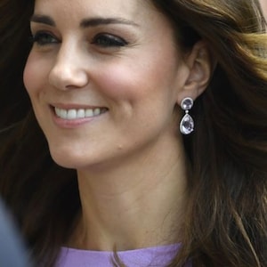 Kate Middleton replica teardrop halo diamond clip on earrings