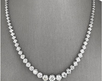 Diamond tennis necklace graduated stone