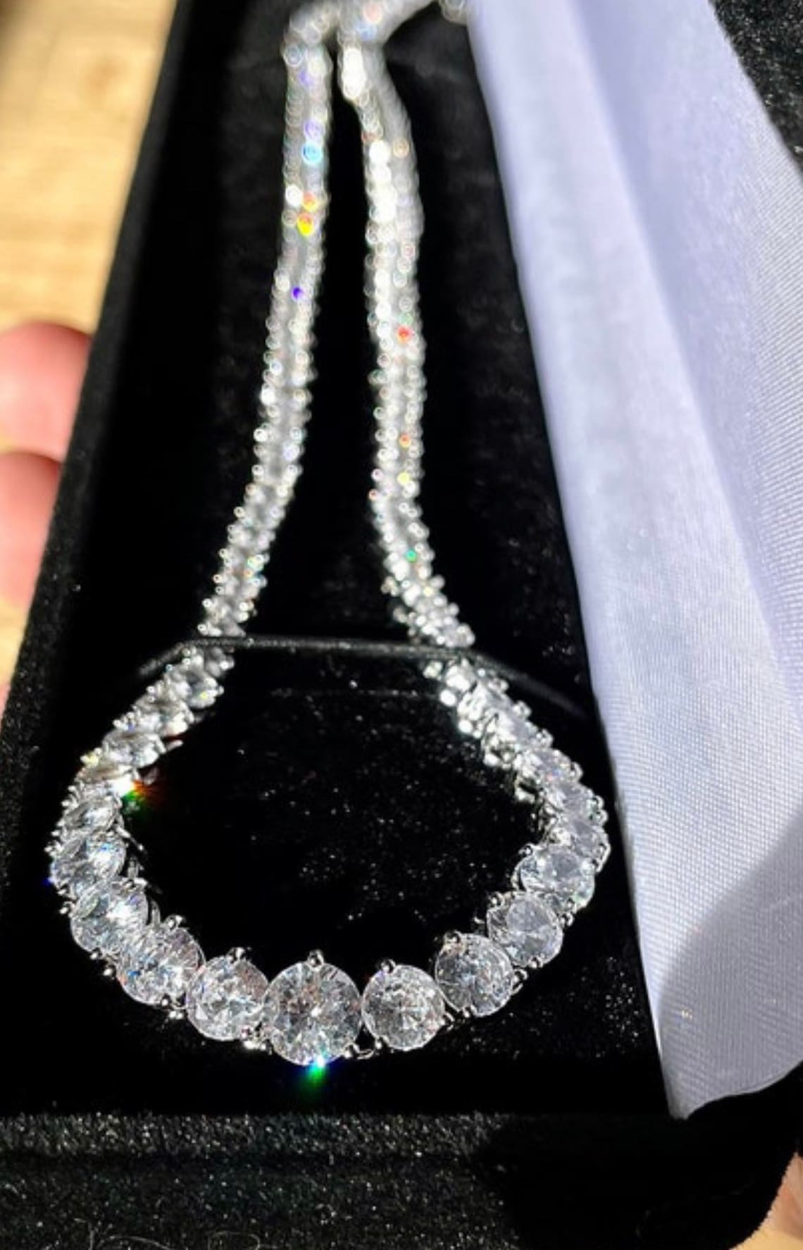 Diamond Tennis Necklace Graduated Stone - Etsy