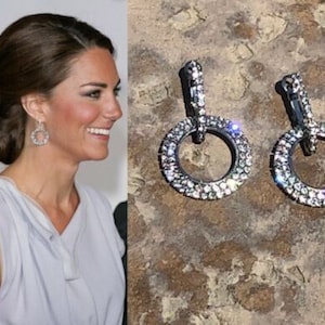 Kate Middleton double drop hoop earrings diamond sparkle