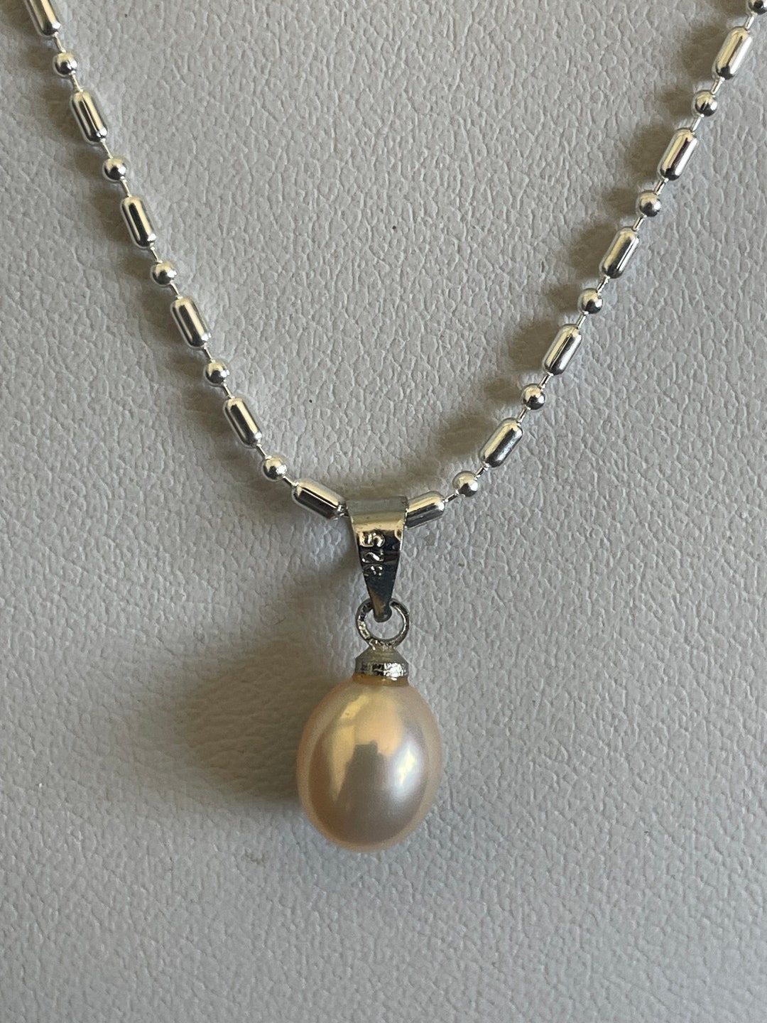 Collier avec pendentif en perles d'Akoya Kate Middleton, couleur saumon  rose rare, mm AAA France