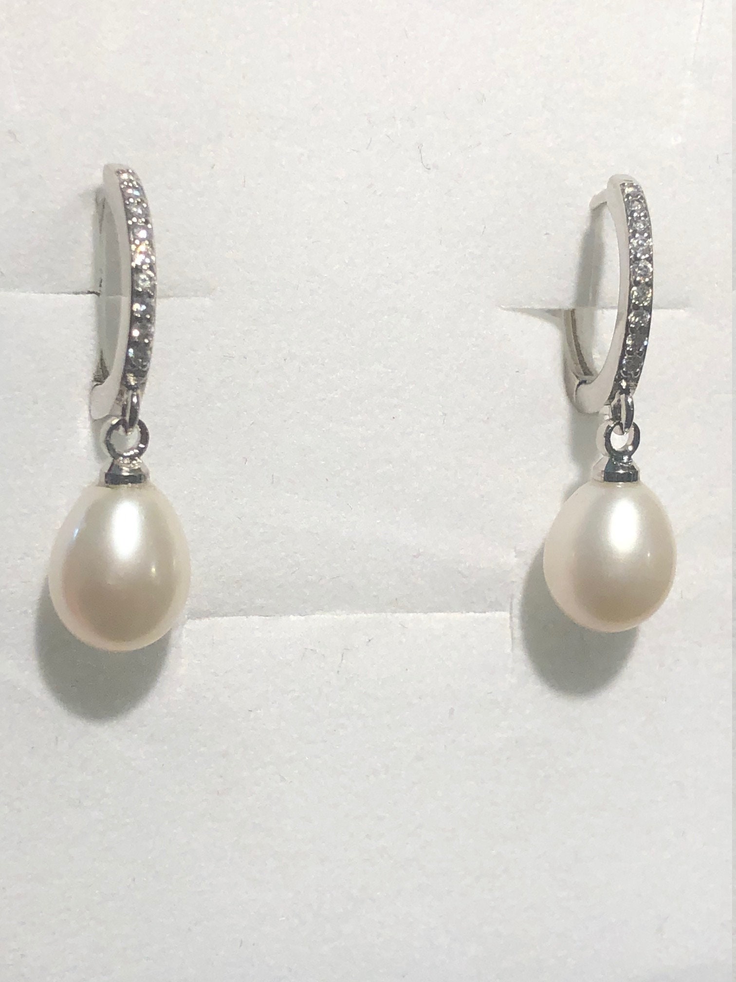 Princess Kate Double White Long Pearl Earrings on Post Sterling Silver –  Pearl Jewellery