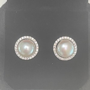 Princess Diana natural pearl diamond sparkle halo earrings