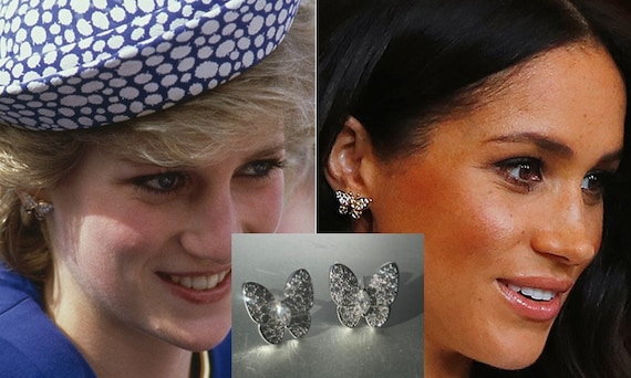 Meghan Markle Princess Diana Butterfly Earrings Diamond Sparkle Excellent  Quality - Etsy Denmark